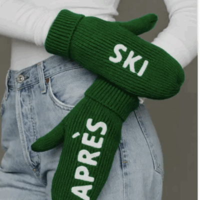 Panache - Green & White Apres Ski Knit Mittens