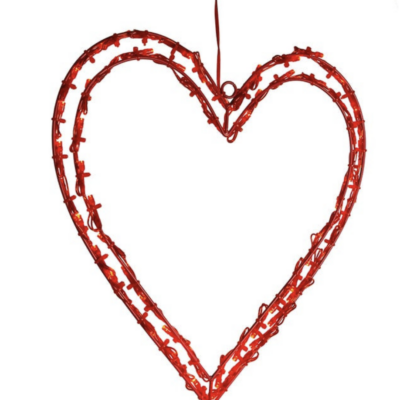 RED LED HEART WINDOW DECOR