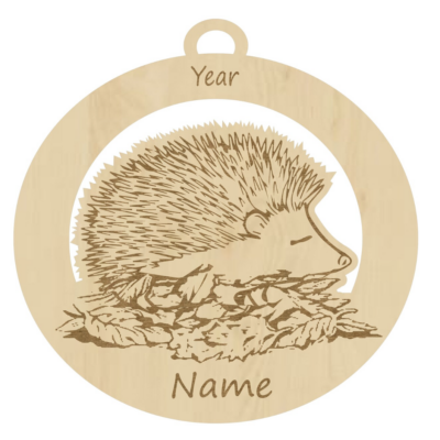 Personalized Cherry Wood Ornament, Hedgehog, Personalization Included